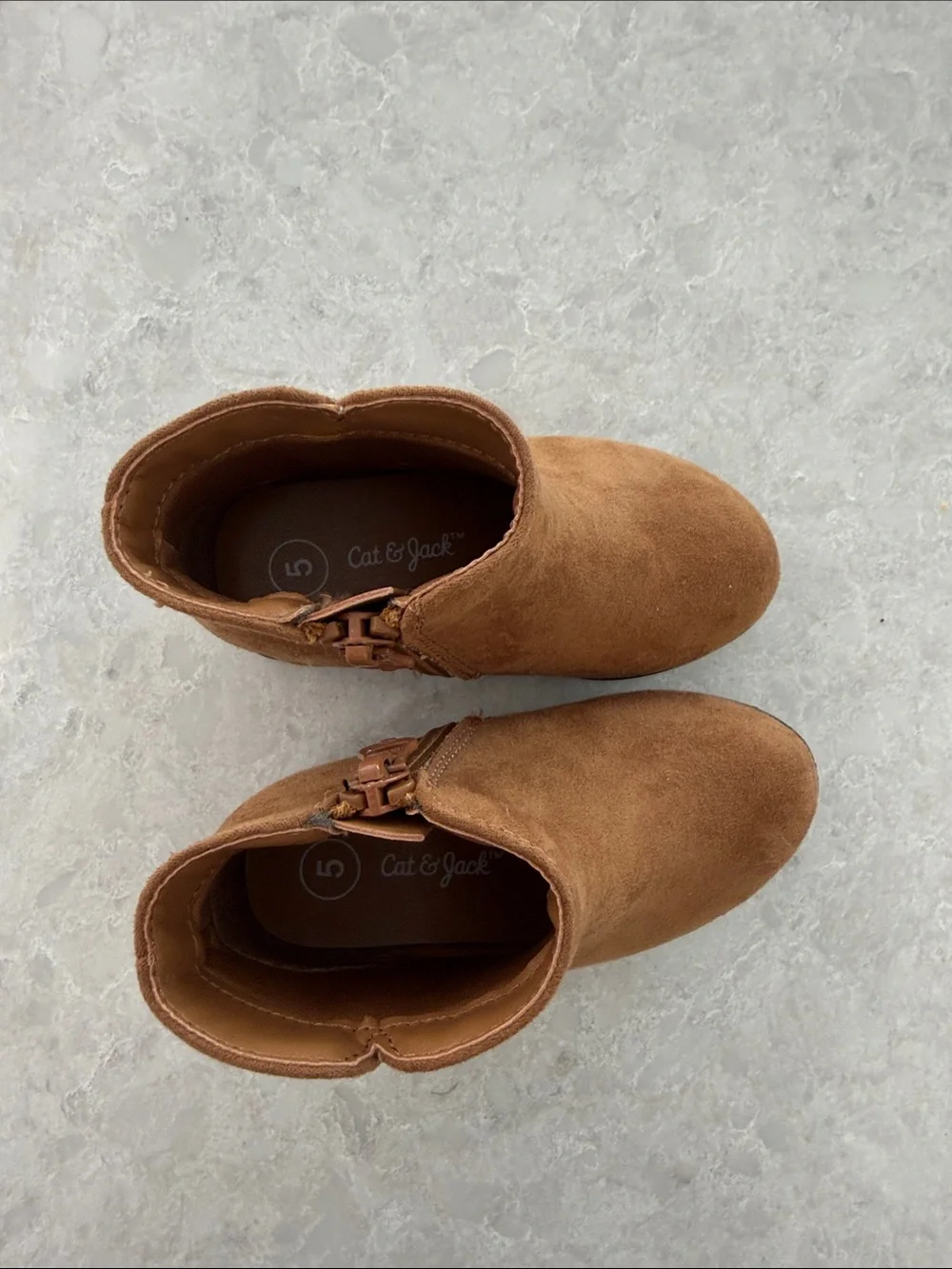 Cat & Jack Tan Suede-Look Kids Ankle Boots
